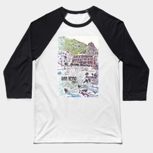 San Remo Italy Vintage Style Travel Wanderlust Poster Baseball T-Shirt